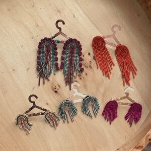 Colorful Beaded Fringe Earrings Set